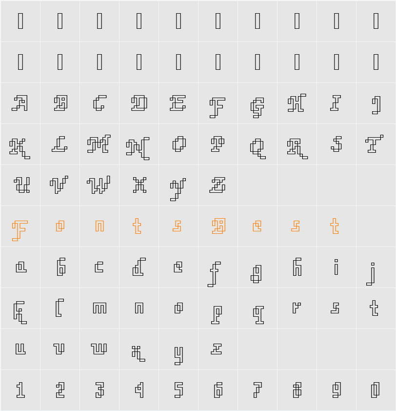 Rough73 Becker Character Map