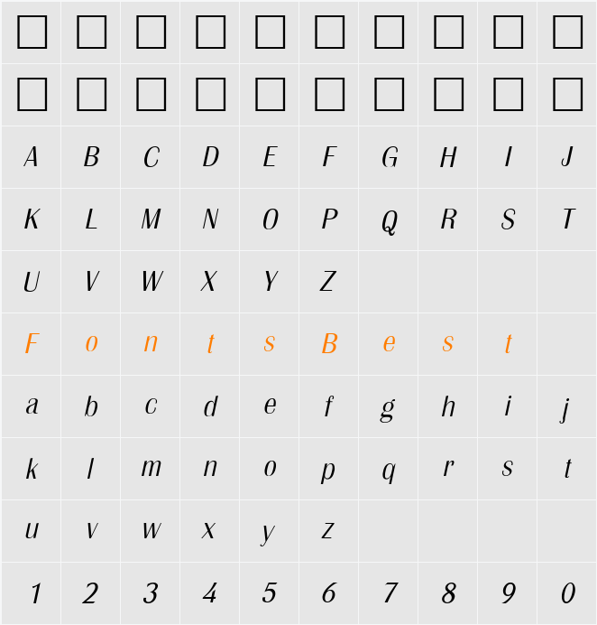 PSL Pojamarn Character Map