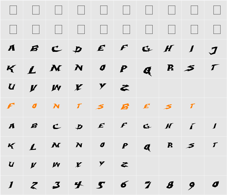 Electrox  Character Map