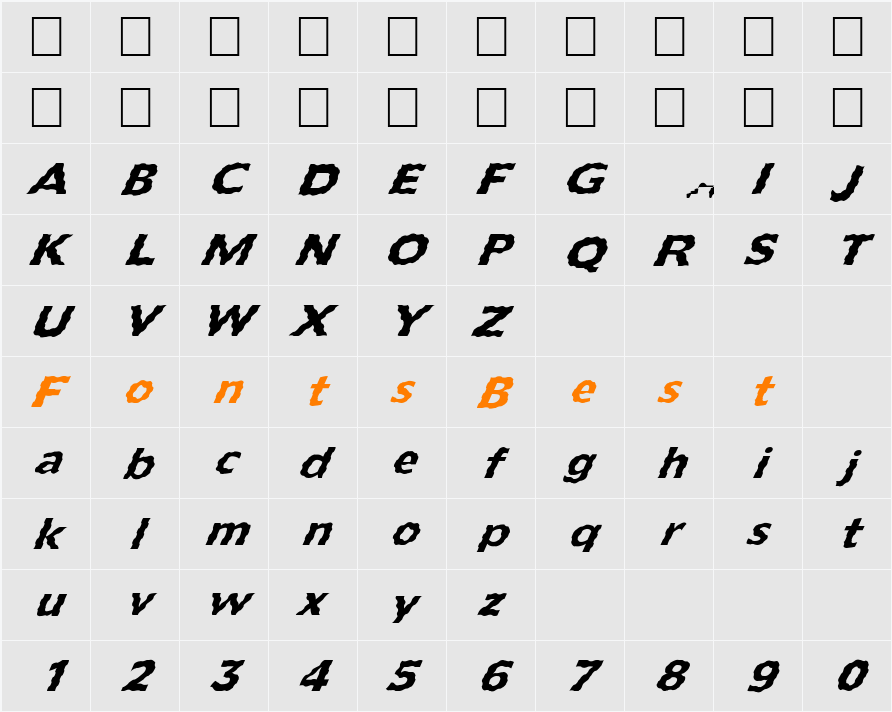 FZ BASIC 55 WAVEY ITALIC Character Map