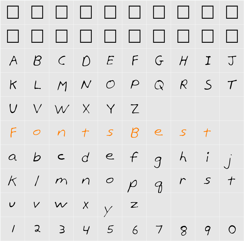 LEHN170 Character Map