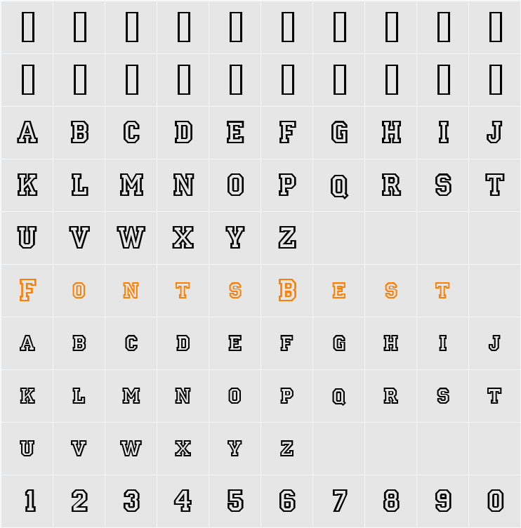 GE Letter Jacket Character Map