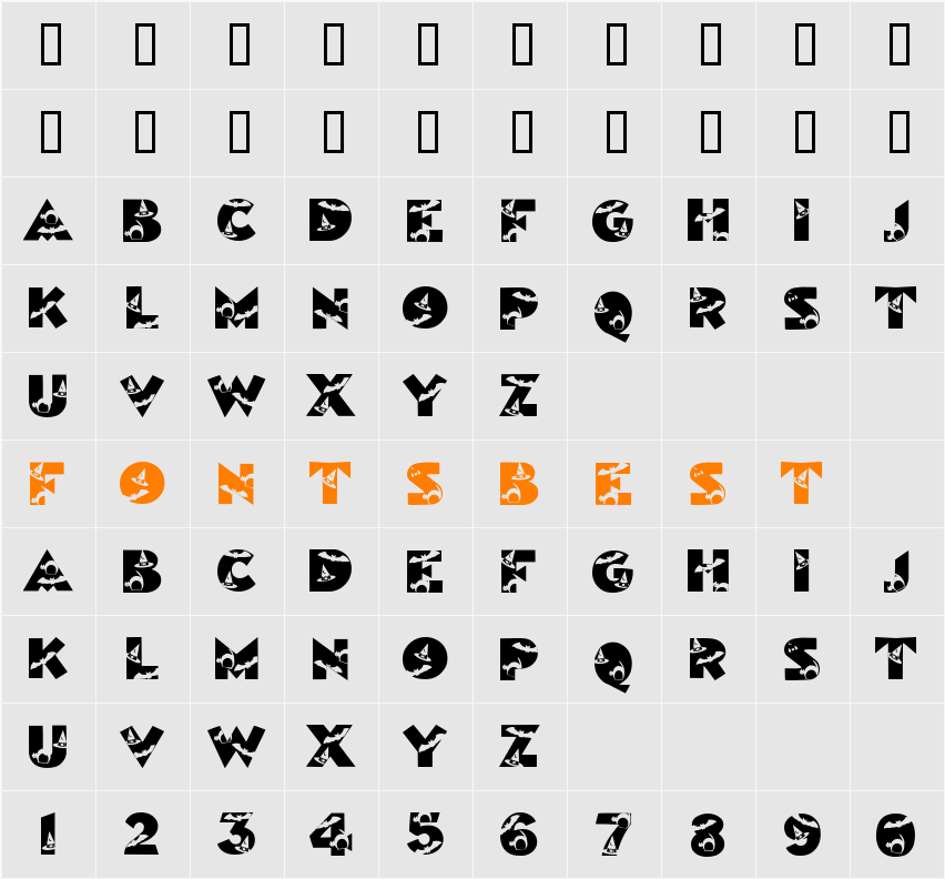 HalloweenKiddyFont Character Map
