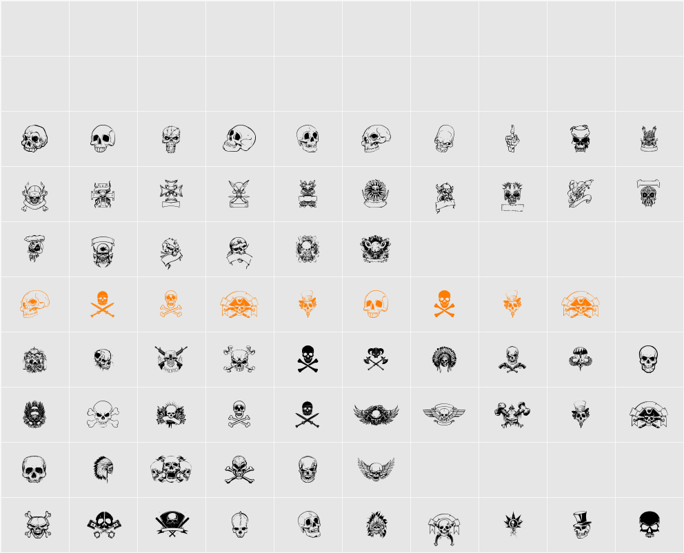 only skulls Character Map