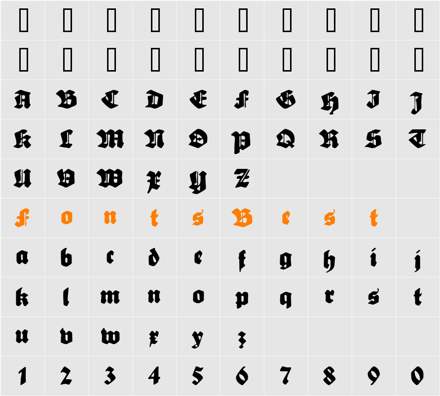 Sebaldus-Gotisch-UNZ1L Character Map
