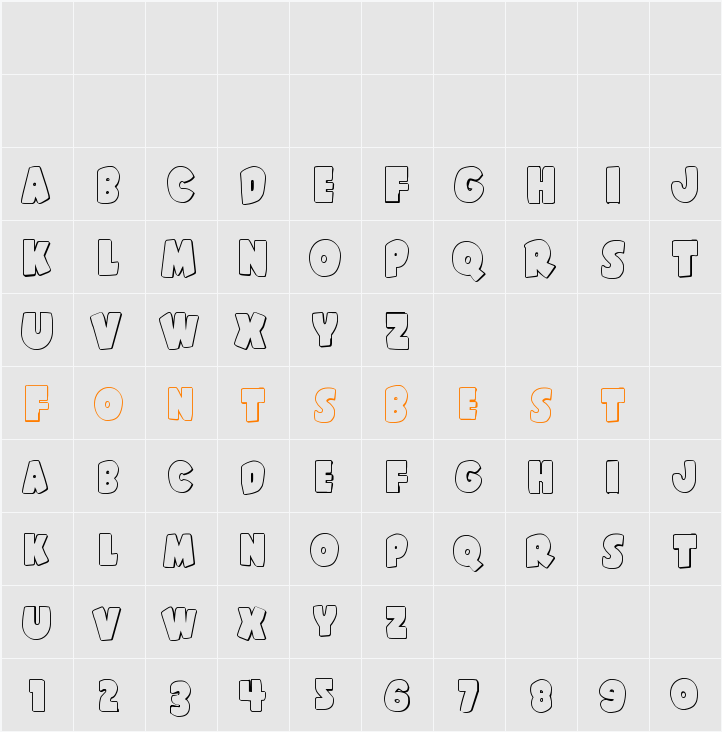 Shablagoo Outline Character Map