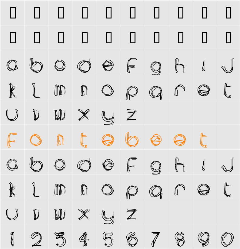 area LINEe Character Map