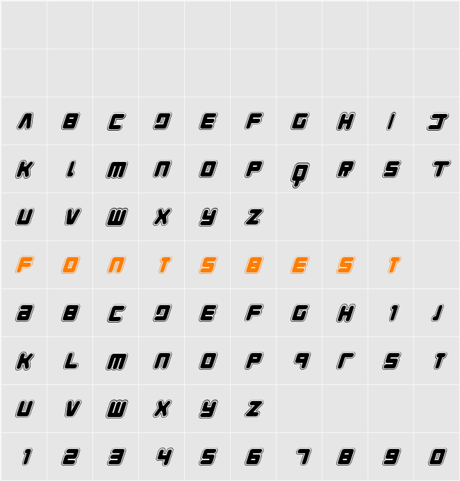 Young Techs Academy Italic Character Map