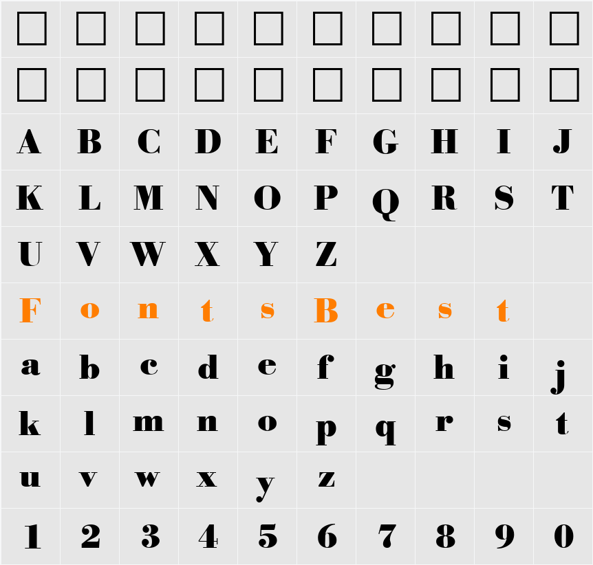 Bodoxi-ExtraBold Character Map