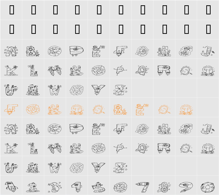 Space Attack Character Map