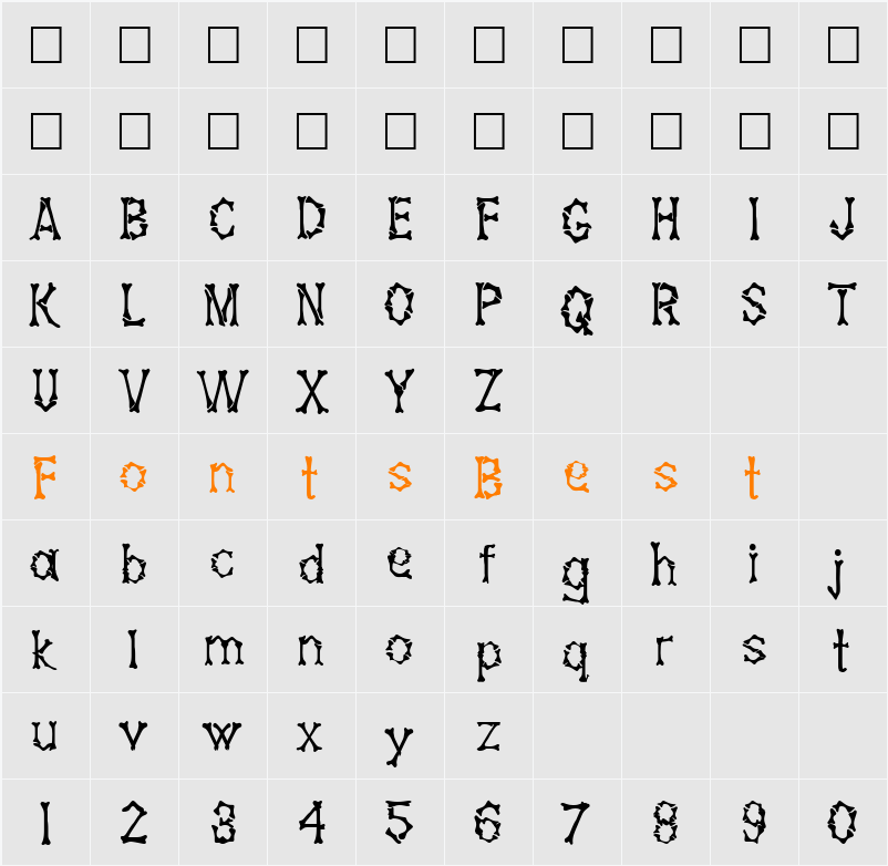Bones Character Map