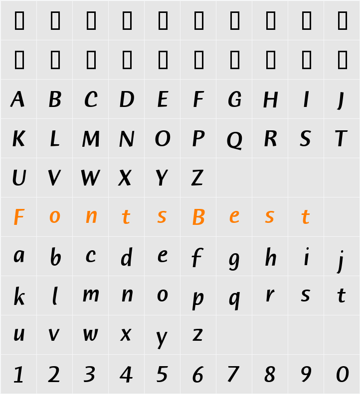 Humana Sans Md ITC TT Character Map