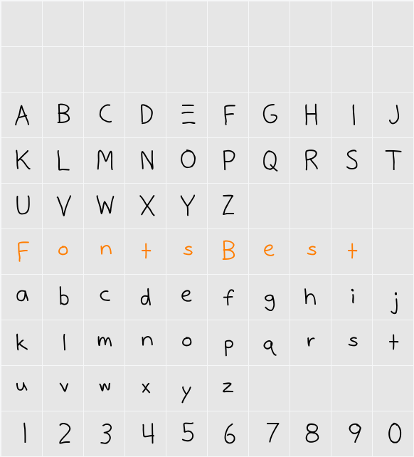 Justy Three Character Map