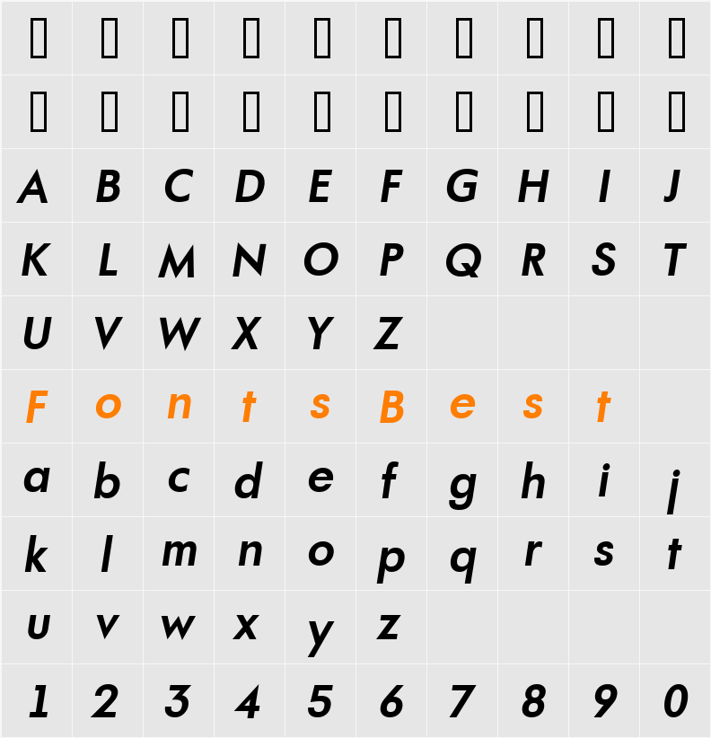 a_FuturaOrto Character Map