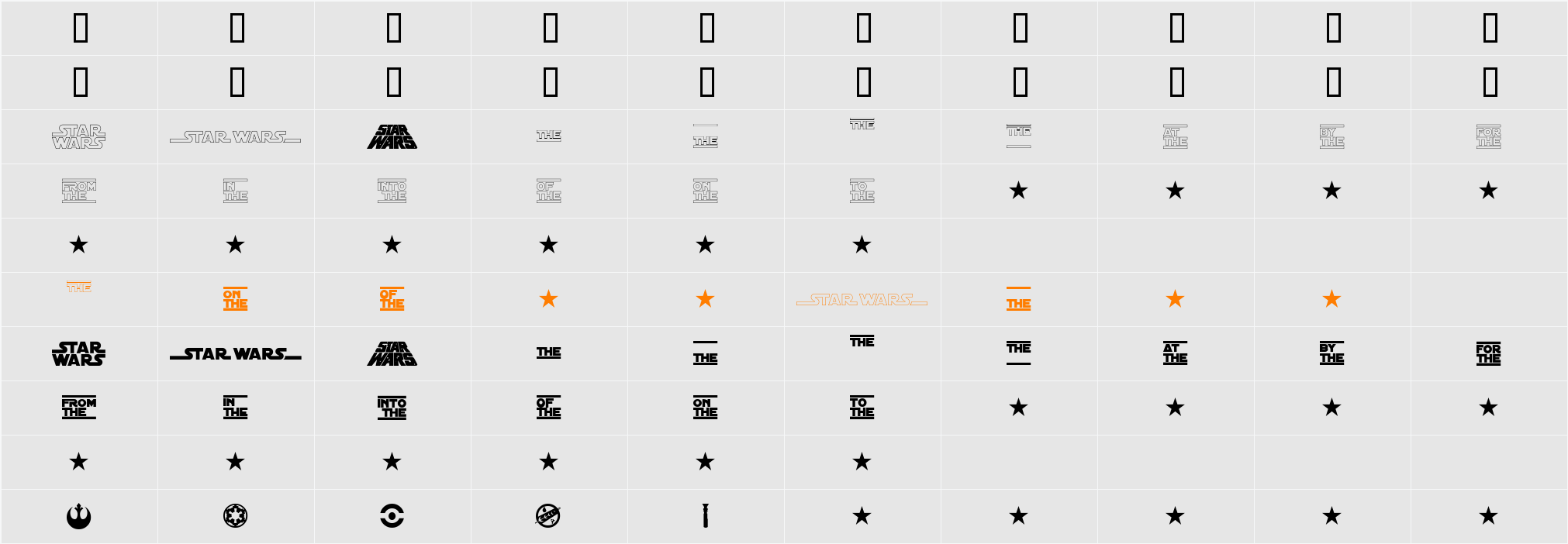 Distant Galaxy Symbols Character Map