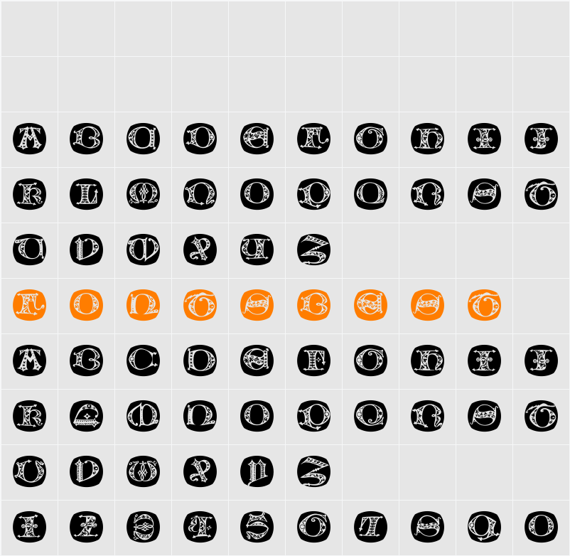 UncialButtonsA Character Map