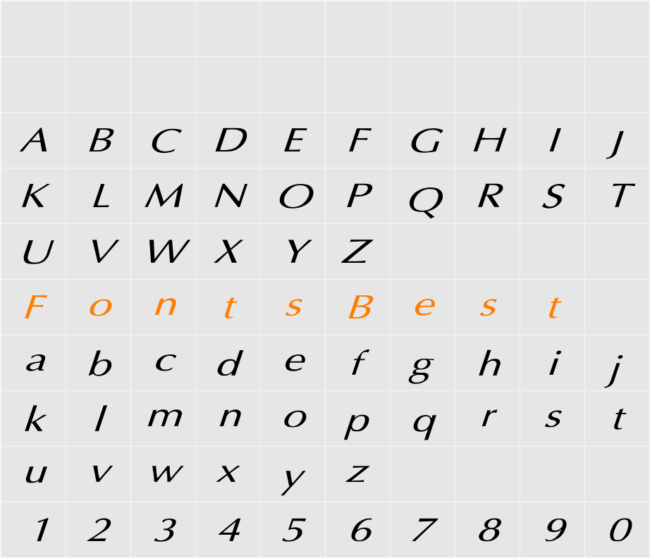 Optima Italic Wd Italic Character Map