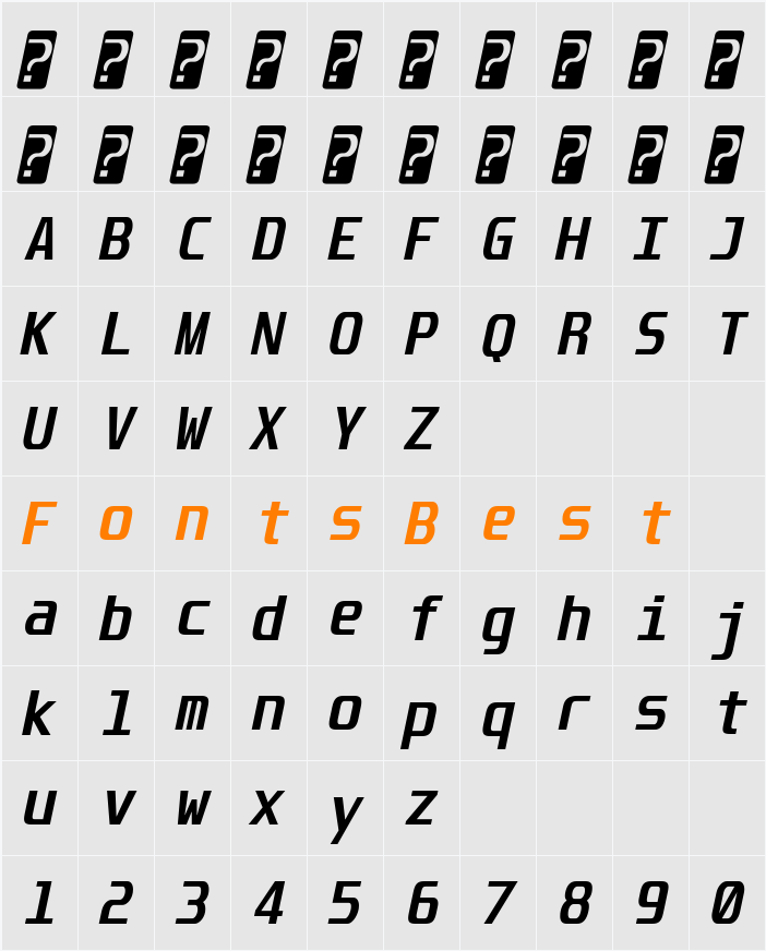 Unispace Character Map