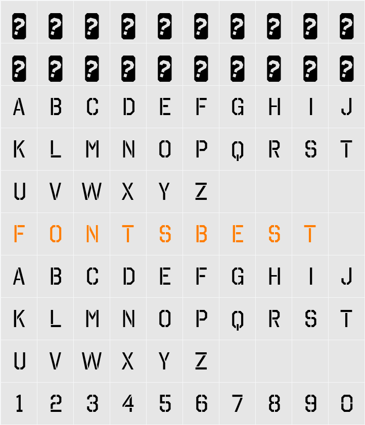 Octin Stencil Rg Character Map