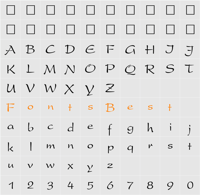 PrestonScript Character Map