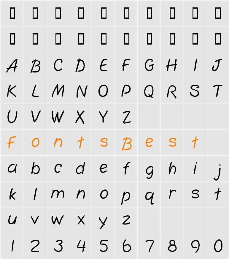 SimplicityMedium Character Map