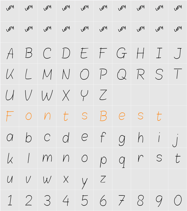 Blokletters Potlood Character Map
