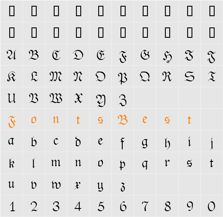 PhederFrack Character Map