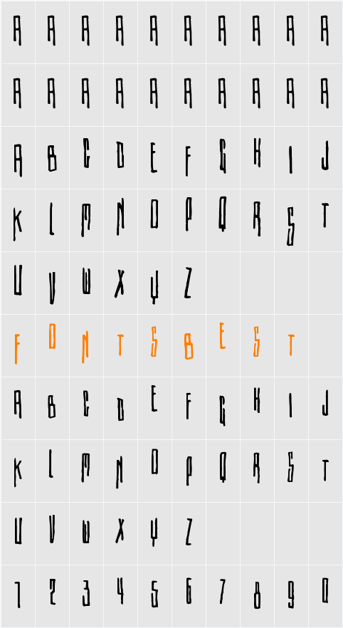Etiketafont Character Map
