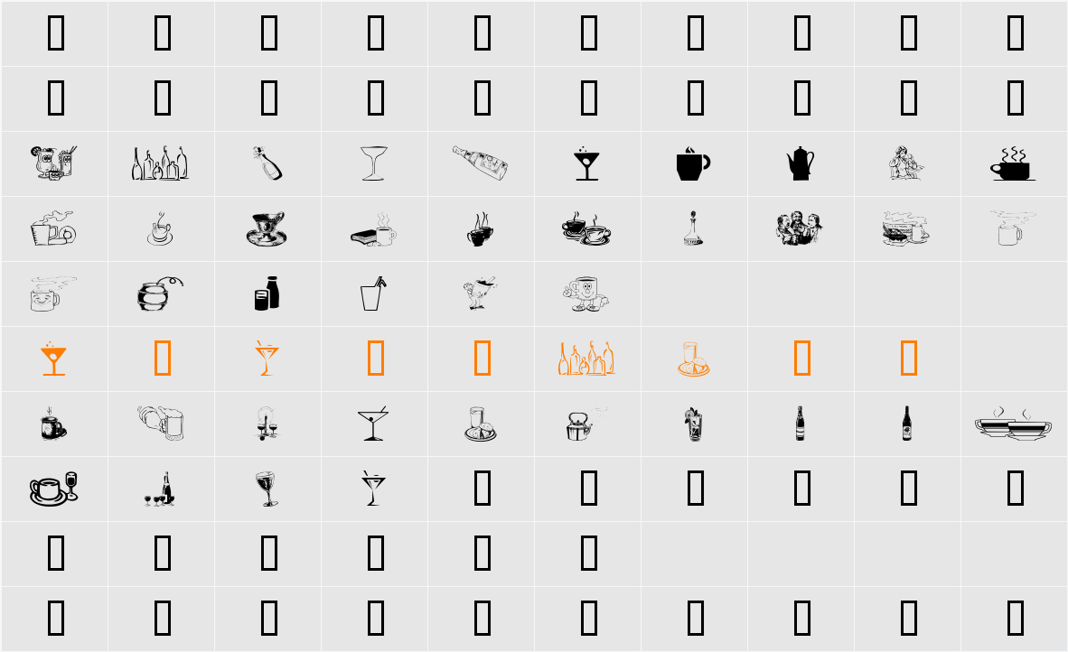 Drinks  Various Character Map