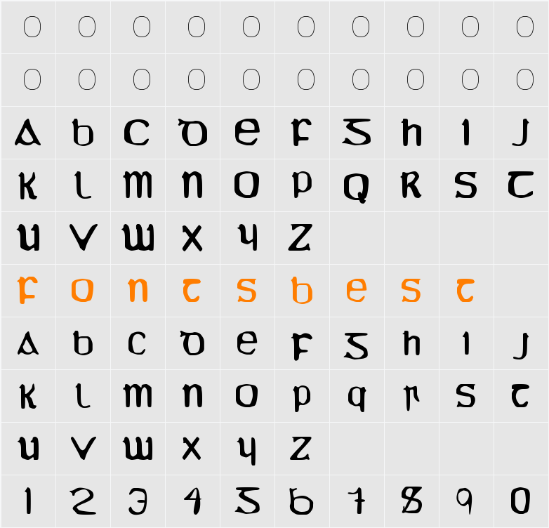 YY Uncial Most Irish Molded Character Map