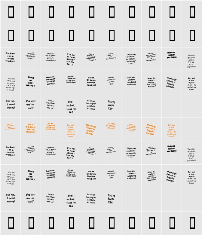 KR Driverz Character Map