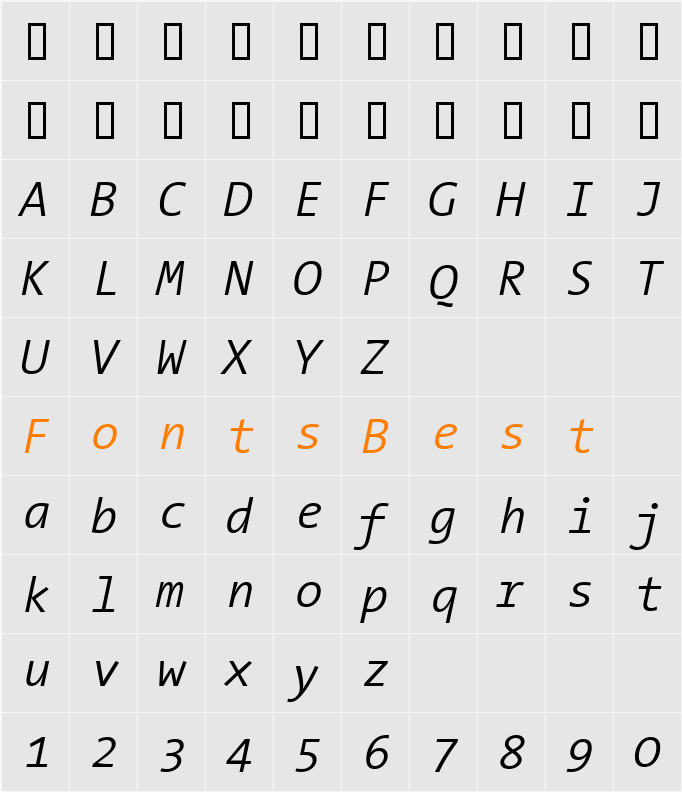 TheSansMono Character Map