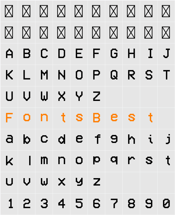 VCR OSD Mono Character Map
