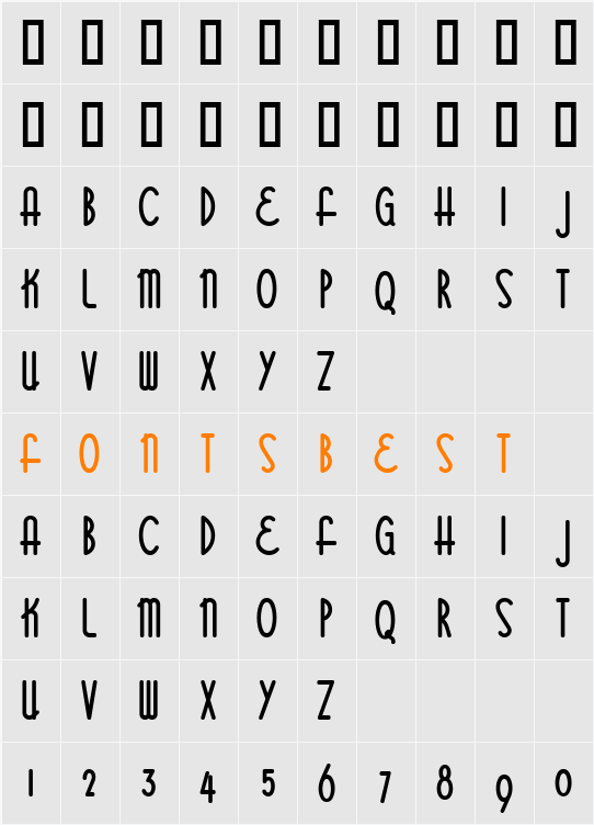 Bittersweet Capital Bold Character Map