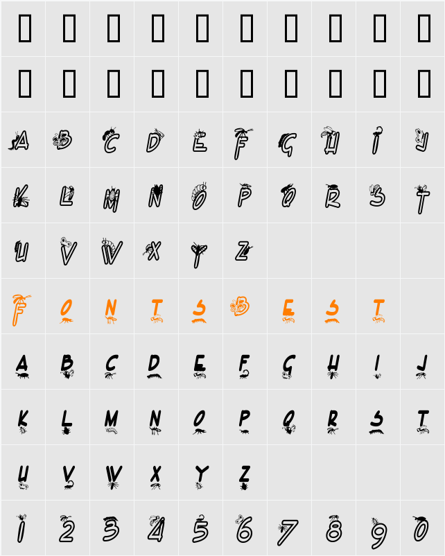 Bugs Character Map