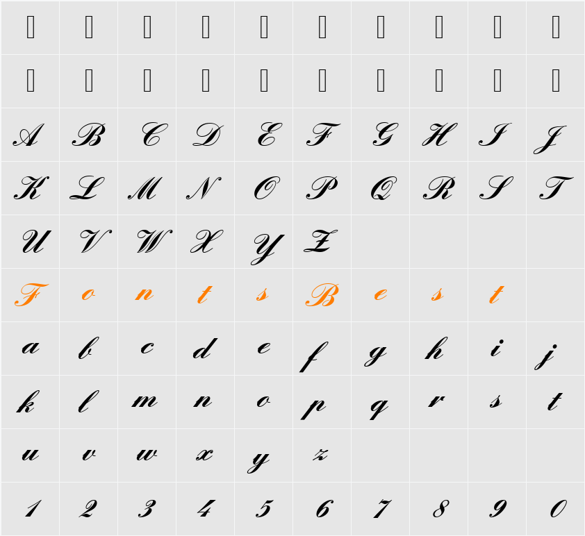 EnglischeSchJoiT Character Map