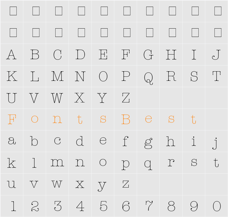 Keyboard Light SSi Character Map