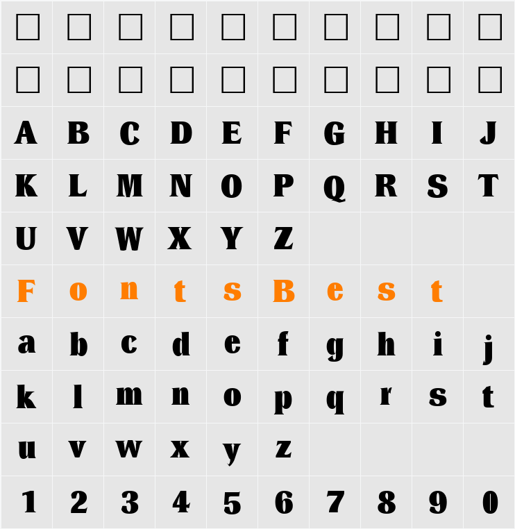 Dressel Black Character Map
