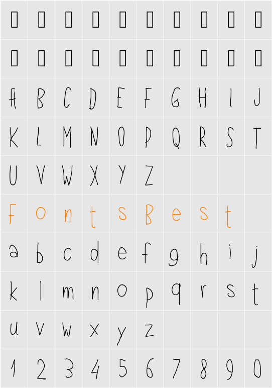 PWLeftHand Character Map