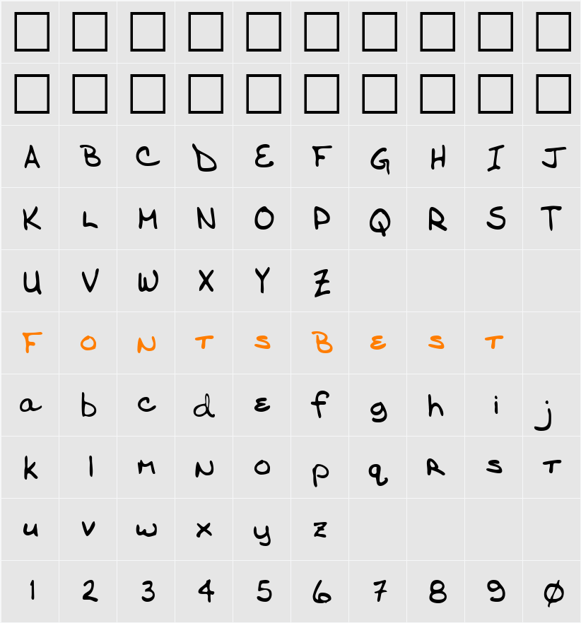 LEHN245 Character Map