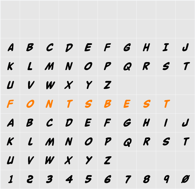 Buddy Champion Bold Italic Character Map