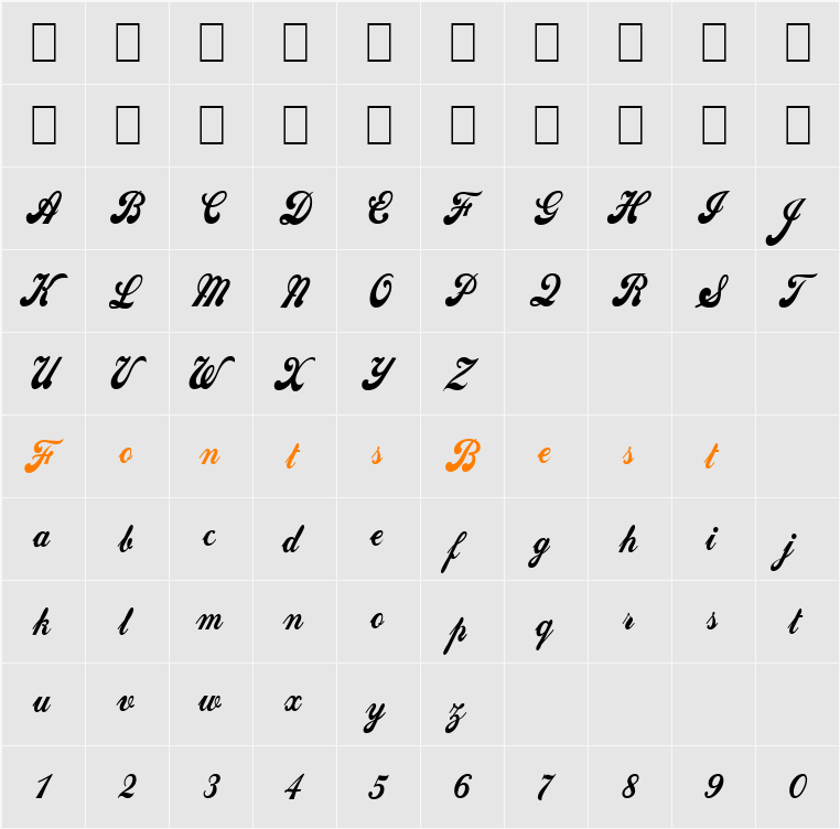Sweden-Condensed Character Map
