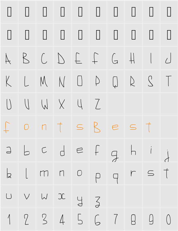 PWAugust Character Map