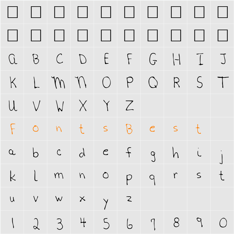 HanksHand Character Map