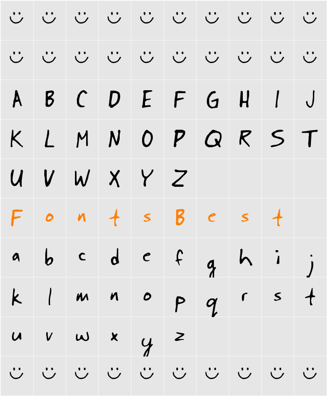 JohnnyFont Character Map