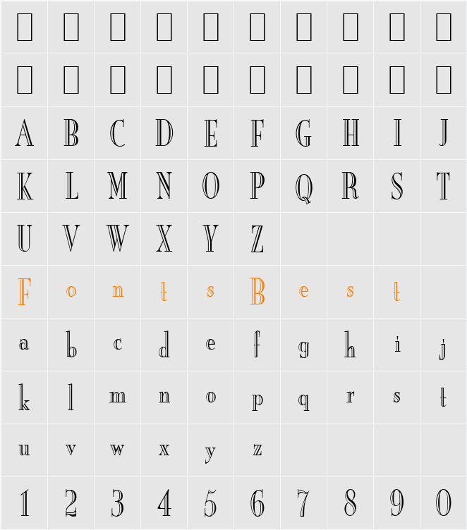 New England-Engraved-Condensed Character Map