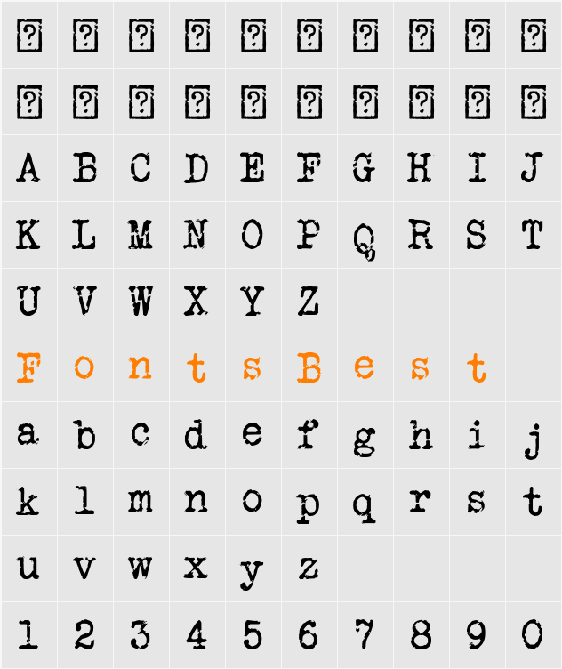 Veteran Typewriter Character Map
