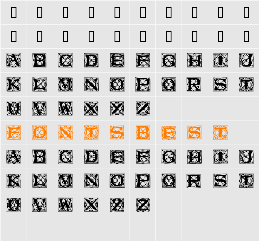 VatersTitlingCaps Character Map