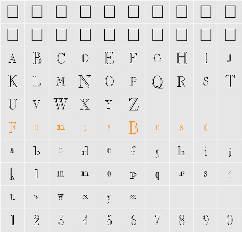 SketchyIdeaText5 ttcon Character Map