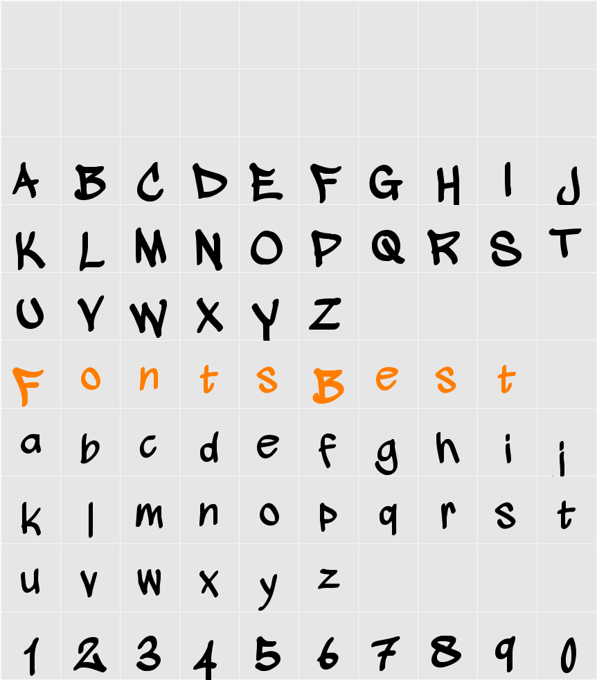 wickhop handwriting Character Map